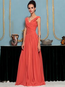 One Shoulder Sleeveless Floor Length Ruffles Side Zipper Mother Of The Bride Dress with Red