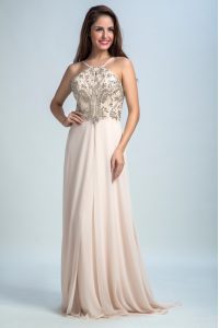 Chiffon Sleeveless Floor Length Prom Dresses and Sequins