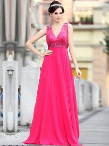 Exquisite Sleeveless Brush Train Zipper With Train Beading and Sequins Evening Dress