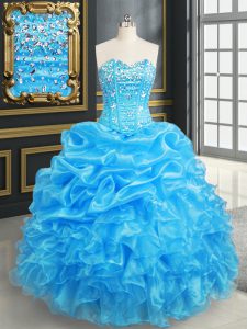 Chic Baby Blue 15th Birthday Dress Military Ball and Sweet 16 and Quinceanera and For with Beading and Ruffles and Pick 