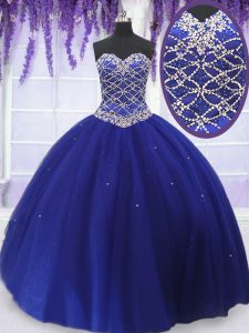 Colorful Floor Length Royal Blue Sweet 16 Dress Sweetheart Sleeveless Lace Up