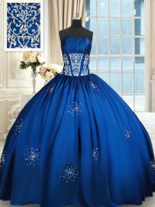 Great Royal Blue Sweetheart Lace Up Beading Sweet 16 Dresses Sleeveless