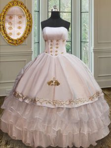 Exquisite Sleeveless Lace Up Floor Length Beading and Embroidery and Ruffles Sweet 16 Quinceanera Dress