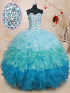 Ball Gowns 15 Quinceanera Dress Multi-color Sweetheart Organza Sleeveless Lace Up