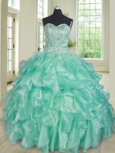 Beauteous Apple Green Sweet 16 Dresses Military Ball and Sweet 16 and Quinceanera and For with Beading and Ruffles Sweet