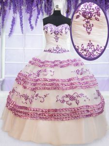 Enchanting Ruffled Ball Gowns 15th Birthday Dress White Sweetheart Organza Sleeveless Floor Length Lace Up