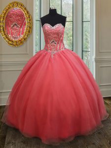Sweetheart Sleeveless Organza Quinceanera Dresses Beading Lace Up