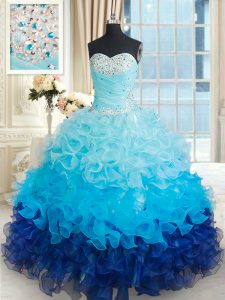 Most Popular Multi-color Quinceanera Dress Military Ball and Sweet 16 and Quinceanera and For with Beading and Ruffles S