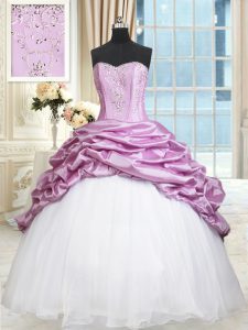 Charming Multi-color Lace Up Sweetheart Beading and Pick Ups 15 Quinceanera Dress Organza and Taffeta Sleeveless