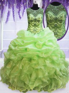 Sophisticated See Through Ball Gown Prom Dress Military Ball and Sweet 16 and Quinceanera and For with Beading and Ruffl