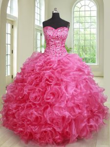 High End Sleeveless Beading and Ruffles Lace Up Sweet 16 Dresses