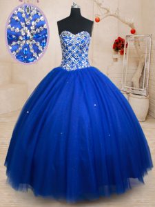 High Class Royal Blue Sweet 16 Dresses Military Ball and Sweet 16 and Quinceanera and For with Beading Sweetheart Sleeve