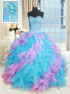 Floor Length Ball Gowns Sleeveless Multi-color Quinceanera Gown Lace Up