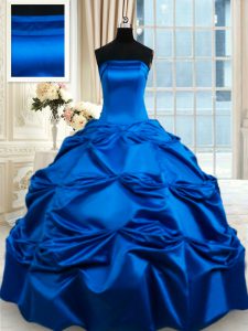 Pick Ups Quinceanera Dress Royal Blue Lace Up Sleeveless Floor Length