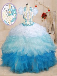 Elegant Brush Train Ball Gowns Sweet 16 Dresses Multi-color Sweetheart Organza Sleeveless With Train Lace Up