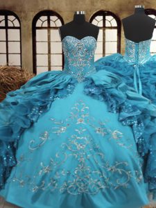 Exceptional Floor Length Ball Gowns Sleeveless Teal Sweet 16 Dresses Lace Up