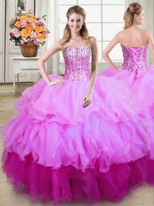 Latest Multi-color Sweet 16 Dress Military Ball and Sweet 16 and Quinceanera and For with Ruffles and Sequins Sweetheart