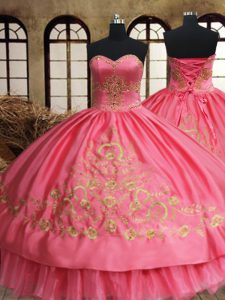 Flirting Sleeveless Lace Up Floor Length Beading and Embroidery Ball Gown Prom Dress