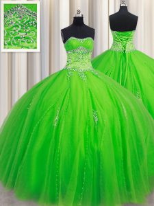 Tulle Sweetheart Sleeveless Lace Up Beading Quinceanera Dresses in