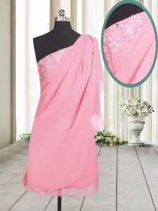 Clearance One Shoulder Sleeveless Beading Side Zipper Prom Evening Gown