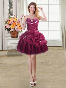 Colorful Pick Ups Sweetheart Sleeveless Lace Up Prom Evening Gown Burgundy Organza