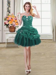Customized Pick Ups Mini Length Ball Gowns Sleeveless Dark Green Homecoming Dress Lace Up