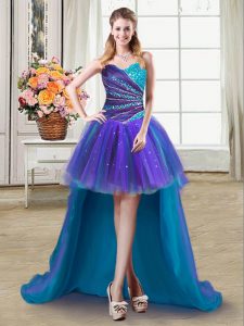 Custom Made Multi-color Sleeveless Tulle Lace Up Prom Gown for Prom and Party