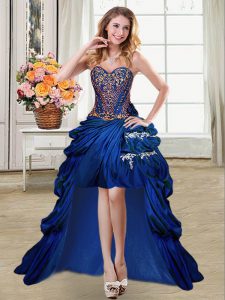 Pick Ups Royal Blue Sleeveless Taffeta Lace Up Club Wear for Prom and Party