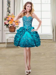 Pick Ups Mini Length Ball Gowns Sleeveless Teal Cocktail Dresses Lace Up