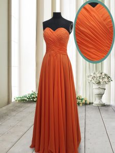 Best Orange Red Sweetheart Lace Up Ruching Prom Dresses Sleeveless