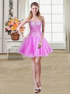 Sleeveless Mini Length Sequins Lace Up Cocktail Dresses with Lilac