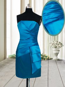 Mini Length Column/Sheath Sleeveless Teal Evening Gowns Lace Up