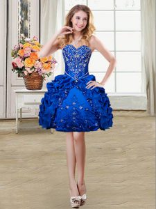 Royal Blue Lace Up Sweetheart Beading and Embroidery and Pick Ups Club Wear Organza and Taffeta Sleeveless