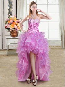 Lovely Multi-color Sweetheart Lace Up Ruffles and Sequins Club Wear Sleeveless