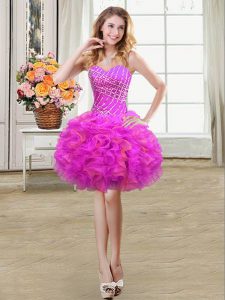 Multi-color Sweetheart Lace Up Beading and Ruffles Cocktail Dresses Sleeveless