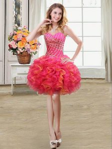 Hot Sale Sleeveless Beading and Ruffles Lace Up Cocktail Dresses