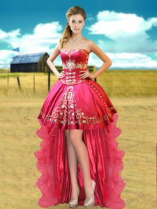 Organza and Taffeta Sweetheart Sleeveless Lace Up Beading and Appliques Club Wear in Hot Pink