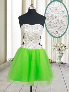 Dynamic Sleeveless Beading and Sequins Mini Length Evening Dress