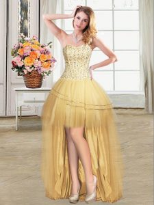 Pretty Sleeveless Beading and Sequins Lace Up Evening Dress