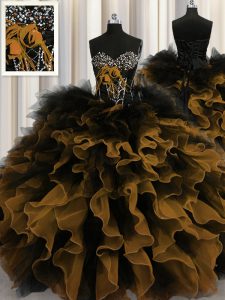 Multi-color Sleeveless Organza and Tulle Lace Up Vestidos de Quinceanera for Military Ball and Sweet 16 and Quinceanera