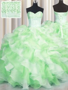 Visible Boning Two Tone Floor Length Ball Gowns Sleeveless Multi-color Sweet 16 Quinceanera Dress Lace Up