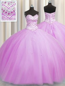 Edgy Bling-bling Really Puffy Sweetheart Sleeveless Tulle Sweet 16 Quinceanera Dress Beading Lace Up