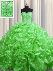 Sweet 16 Quinceanera Dress Military Ball and Sweet 16 and Quinceanera and For with Beading and Pick Ups Sweetheart Sleev