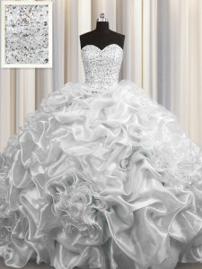 High Quality Court Train Floor Length Lace Up Quince Ball Gowns Grey for Military Ball and Sweet 16 and Quinceanera with