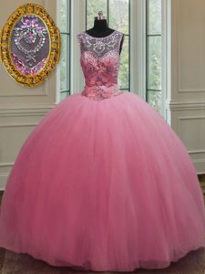 Most Popular Scoop Sleeveless Beading Lace Up Quinceanera Dresses