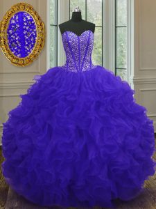 Charming Floor Length Ball Gowns Sleeveless Blue Sweet 16 Dresses Zipper