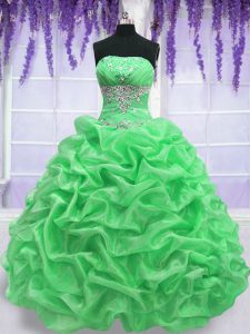 Clearance Floor Length Quinceanera Gowns Organza Sleeveless Beading