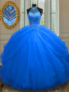Fashionable Royal Blue Sweet 16 Quinceanera Dress Military Ball and Sweet 16 and Quinceanera and For with Beading Halter
