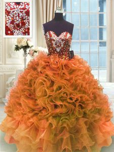 Fancy Sleeveless Ruffles Lace Up Sweet 16 Dresses