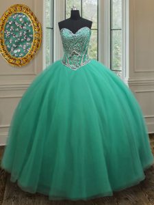 Floor Length Turquoise 15 Quinceanera Dress Sweetheart Sleeveless Zipper